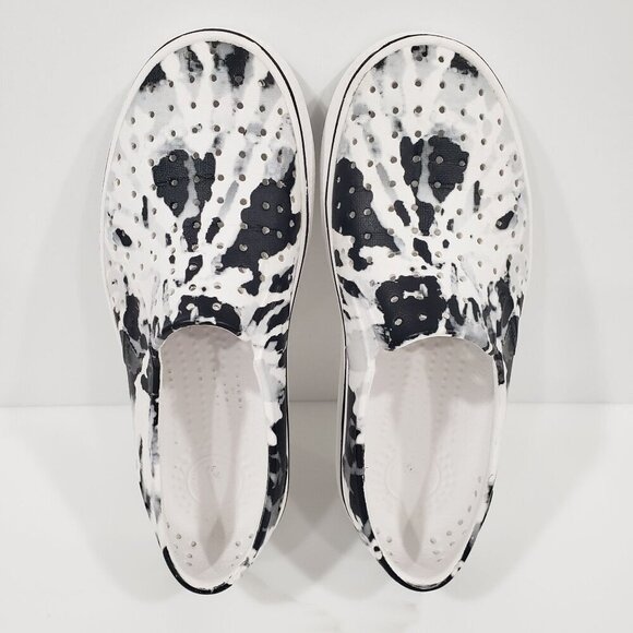 Native Unisex Slip On Athletic Miles Print B & W Tie Dye Vacation Size M5 W7 - Picture 3 of 10